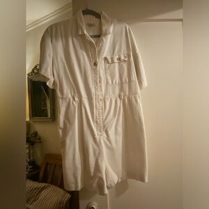 Vintage White Button-Up Jumpsuit